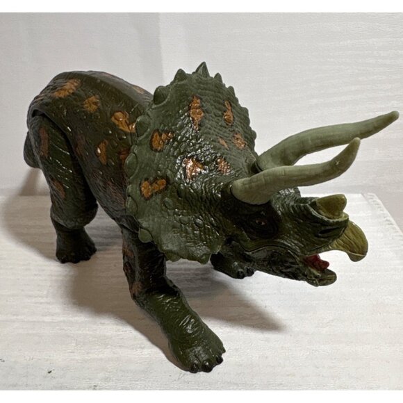 Green Triceratops Dinosaur Figure Textured Detailing Realistic Design Kid Galaxy - Picture 2 of 8